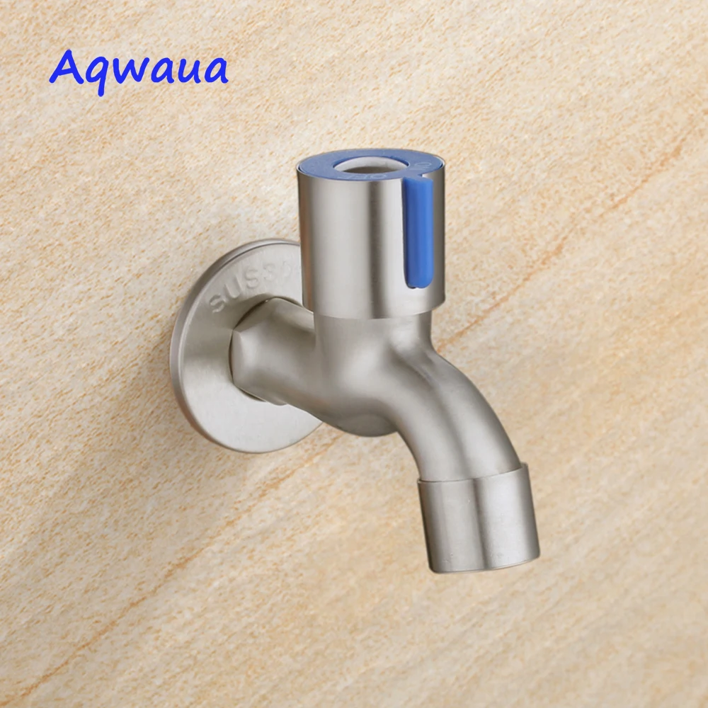 Aqwaua Bibcock SUS304 Stainless Steel Faucet Angle Valve Water Valve Stop Valve Control Bathroom Accessories Brushed Nickel