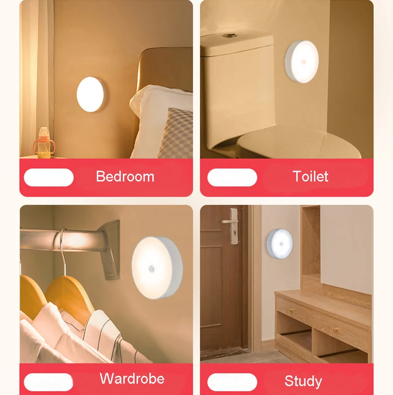 3 Color PIR Motion Sensor Night Light Light Control&Infrared Auto ON OFF Touch Switch Emergency Light For Bedroom Wardrobe