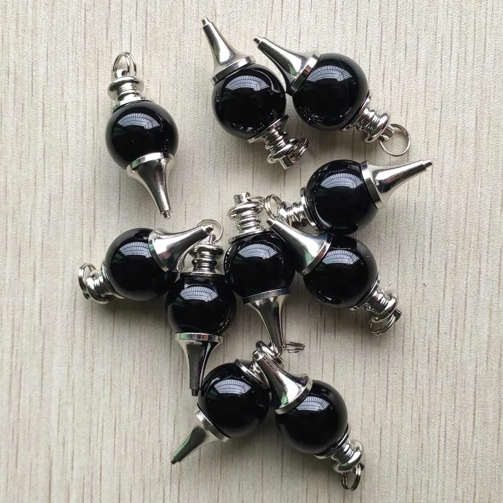 Wholesale 10pcs/lot fashion good quality natural black onyx ball charm pendants for necklaces jewelry making free shipping