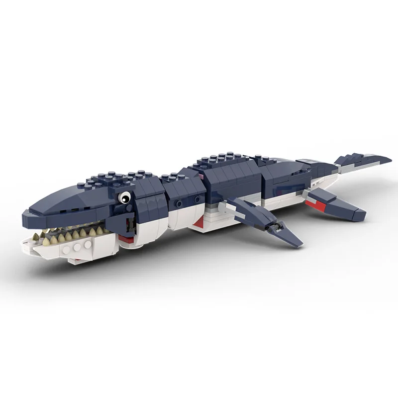 BZB MOC 56298 Prehistoric Ocean Fighting Sea Creature Gear Shark Building Block Model Set Deep Sea Monster Birthday Gift DIY Toy