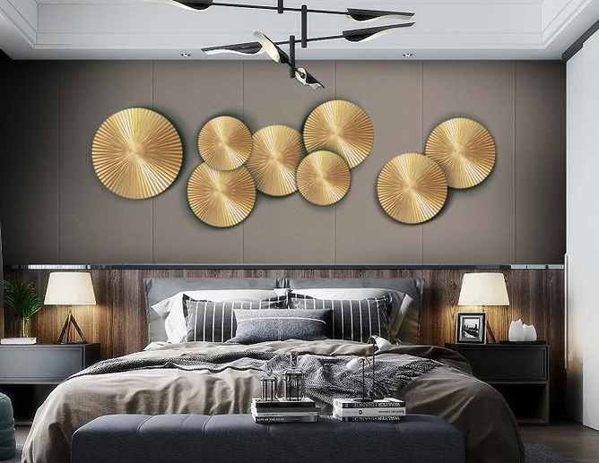 creative living room round plates wall decorations three-dimensional golden sun wall hangings sofa background wall ornaments