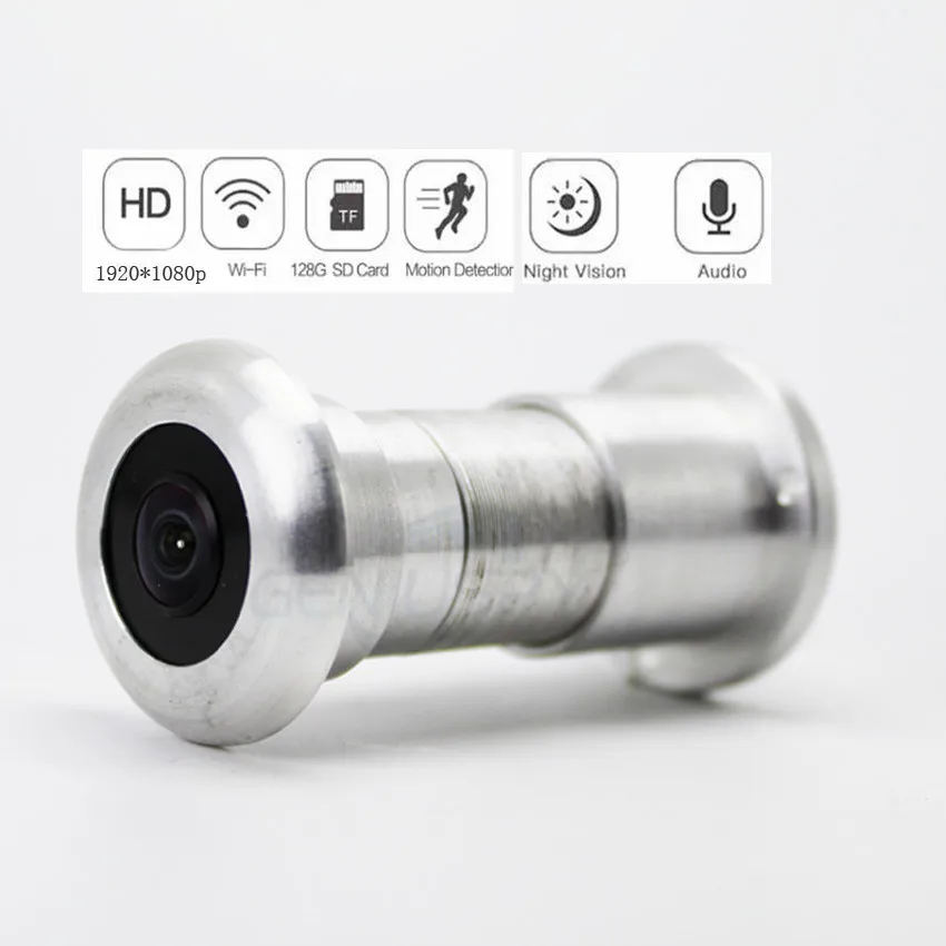 1080P P2p Audio wideo 940nm niewidoczny Ir Night Vision Wifi bezprzewodowy wizjer do drzwi wizjer kamera szerokokątna 180 stopni gniazdo kart Sd