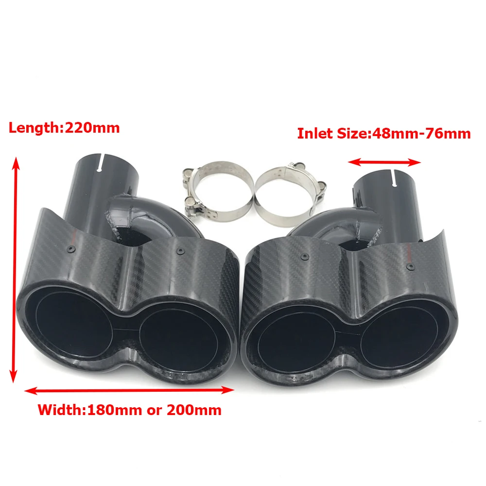 1 Pair New H model Exhaust tip Glossy Carbon fiber Glossy black Dual Exhaust Muffler Tail Nozzle Pipes For Ak