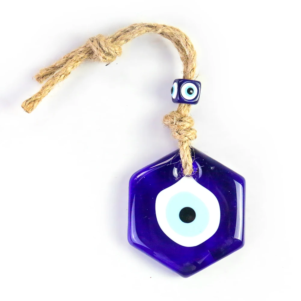 Turkish Blue Eye Pendant Star of David Lucky Blessing Protection Glass Car Wall Hanging Decor Key Chain Ethnic Jewelry