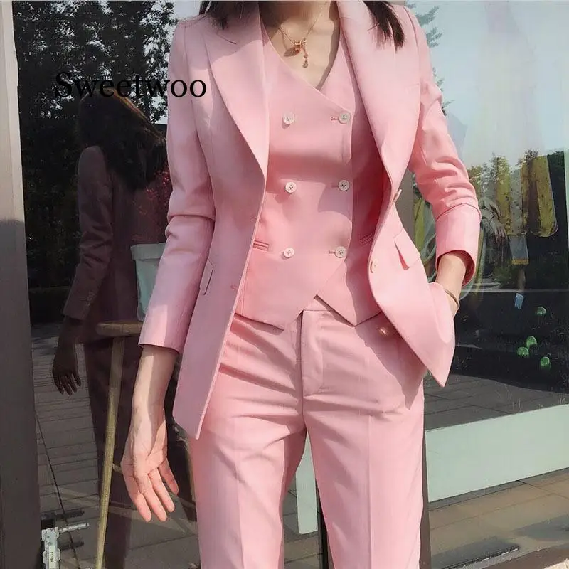 

Women's Formal Slim Fit 3 Pieces Suit Female Custom Made Office Work Wear Suits Fashion Stylish