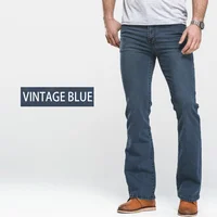 Jean coupe botte pour hommes, légèrement évasé, coupe Slim, bleu, noir, pantalon classique en Denim extensible pour hommes 5