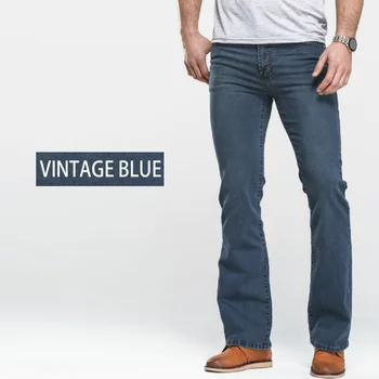 LGRG Mens Boot Cut Jeans Slightly Flared Slim Fit Blue Black Trousers Designer Classic Male Stretch Denim Pants 5