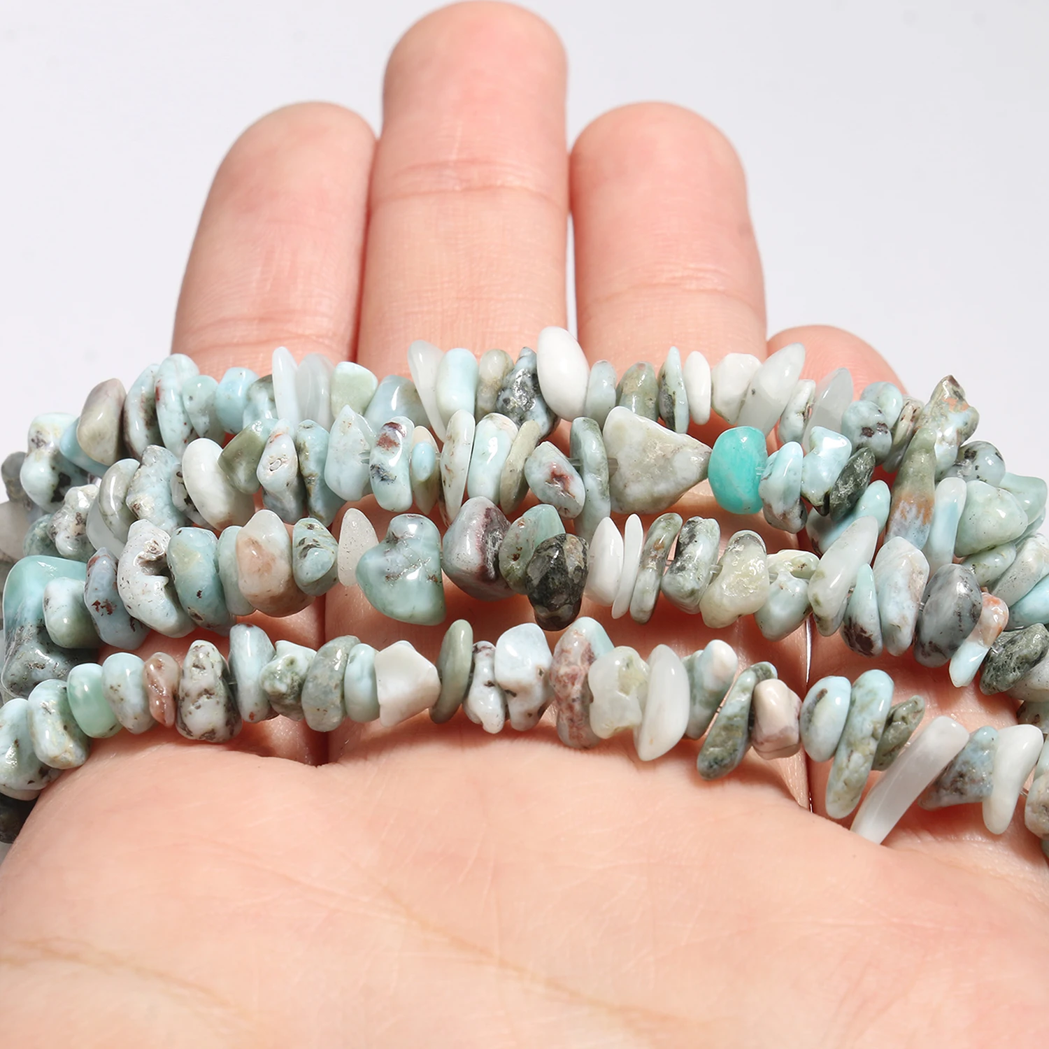 3-5/5-8mm Natural Larimar Gravel Stone Beads Irregular Chips Loose Spacer Beads For Jewelry DIY Making Bracelet Accessories 16\'\'