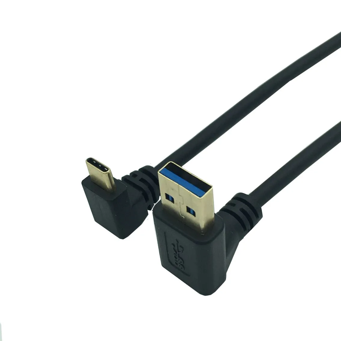 Gold Plated 90 degree Right Angle USB 3.0 Type-A Male to USB3.1 Type-C Male Up/Down Angle USB Data Sync & Charge Cable Connector