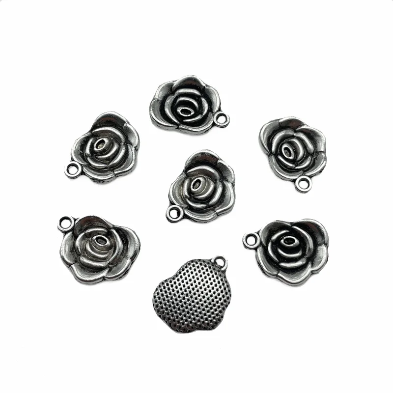 JunKang 15pcs personalized rose pendant, DIY handmade necklace, bracelet connection piece, wholesale fashion jewelry