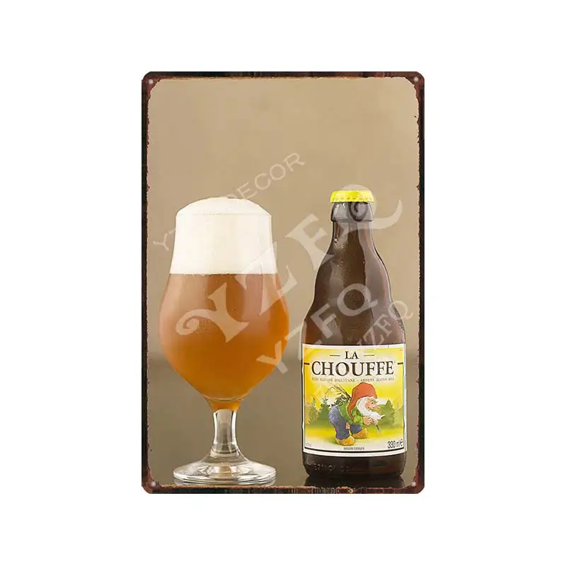 Chouffe-Hoegaarden Beer, cartel de Metal Vintage, placas Retro para pared, Bar, Pub, arte, cocina, café, decoración del hogar, 30x20cm, DU-8547B