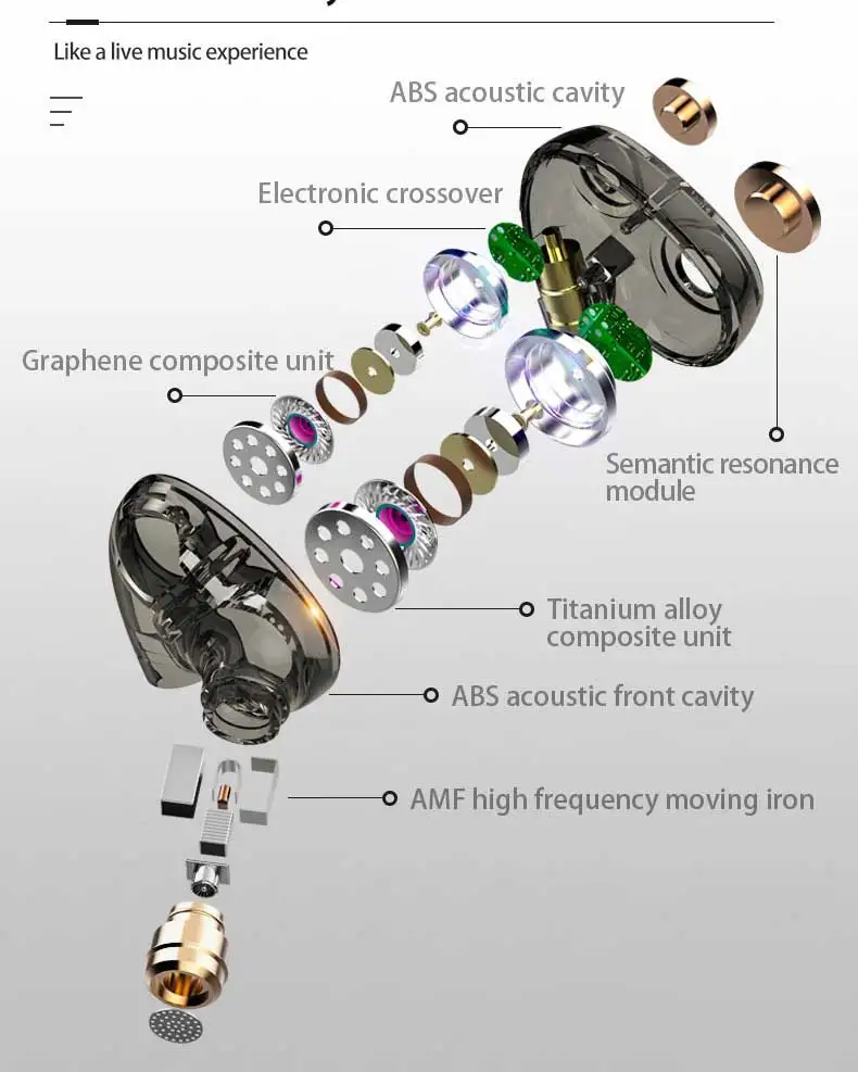 Auricolari da studio ad alta risoluzione Auricolari USB-C con microfono Tecnologia ibrida audiofila Cavo staccabile ad alta risoluzione Tipo C Connettore HIFI