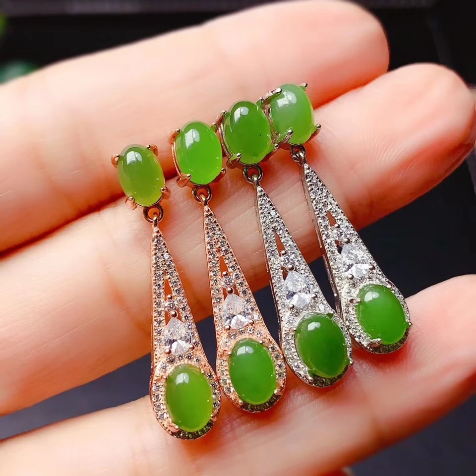 

KJJEAXCMY fine jewelry natural Jasper 925 sterling silver women earrings new Ear Studs support test classic