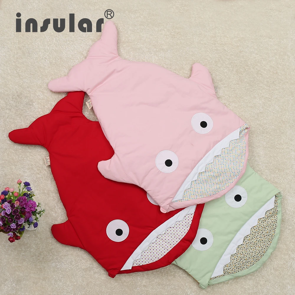 Insular Hot Sale Cute Cartoon Shark Baby Sleeping Bag Winter Baby Sleeping Sack Warm Baby Blanket Warm Swaddle With Baby Pillow