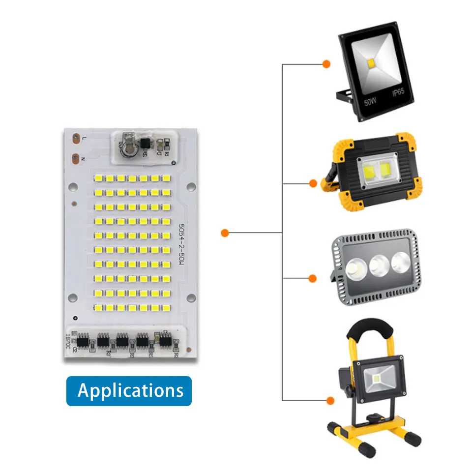 20W 30W 50W 100W 150W SMD LED Chip AC220V LED Beads 3000K 6000K SMD2835 Matrix Light Board For DIY Outdoor Garden FloodLight