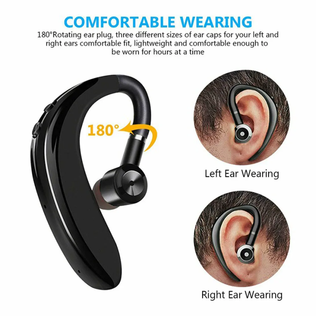 Wireless Earphone Bluetooth Ear Hook Headset Stereo Sound Rechargeable Headphone Business Earphone