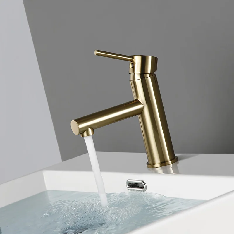 Imagem -02 - Bagnolux-luxo Escovado Ouro Lavatório Torneira Single Handle Trim Torneira Pia do Banheiro Misturador Quente e Frio Vanity Tap