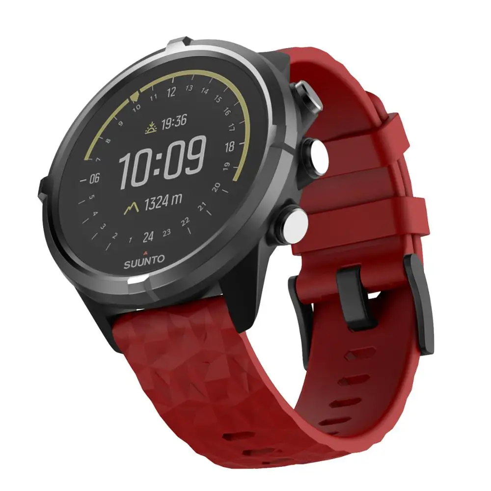 24mm Width Watch Strap for SUUNTO 9 Baro Band Outdoor Sport Silicone Replacement Wristband for SUUNTO 9 Baro Copper/Spartan Band