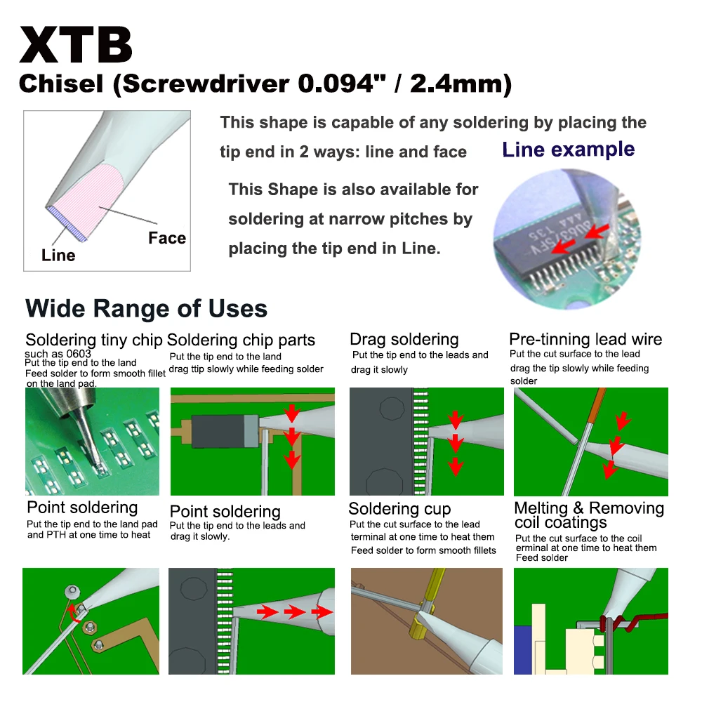 Сменный наконечник для паяльника XTB, долото подходит для WELLER WXP120 WP120 WP120IG WX1010 WX2020 WT1010H WD1000HPT WXMP120