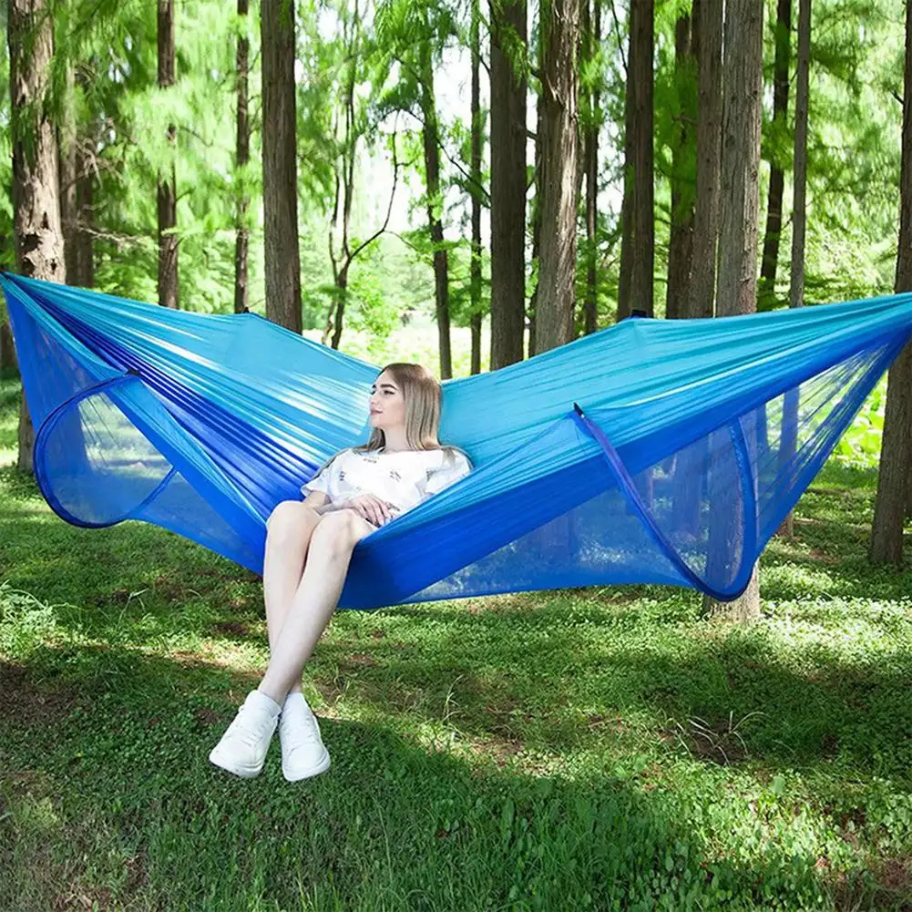 2021 hamak kempingowy z moskitierą Pop-Up przenośne hamaki spadochronowe na zewnątrz Swing Sleeping hamak Camping Stuff