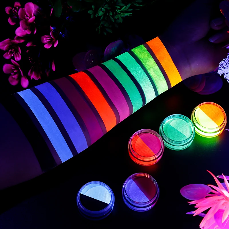 

20pcs Neon Cake Water Activated Eyeliner Rainbow Aqua UV Glow Blacklight Face Paint Coloured Eye Liner Cream Makeup Wholesale