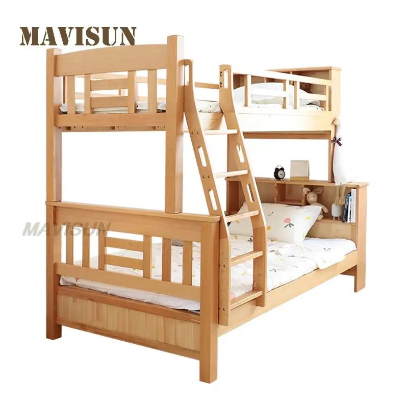 Bookcase Type Multifunctional German Beech Wood Bed Frame Good Quality And Low Price Bedroom Furniture Bunk Bed For Children