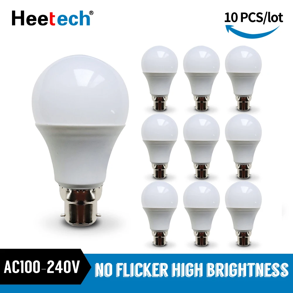 

10pcs/lot LED Bulb B22 Lamp Bayonet Lampada 21W 18W 15W 12W 9W 6W 3W Cold White Warm White Ball Light Bombill AC 110V 220V 240V