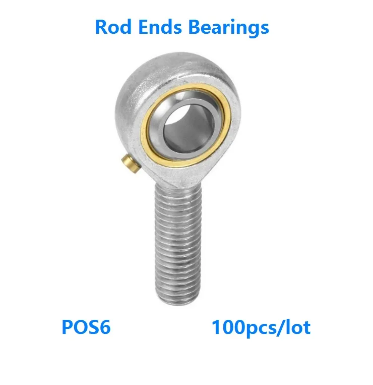 

100pcs/lot POS6 and Oil nozzle 6mm Left/Right Male Ball Joint Metric Threaded Rod End Joint Bearing For rod