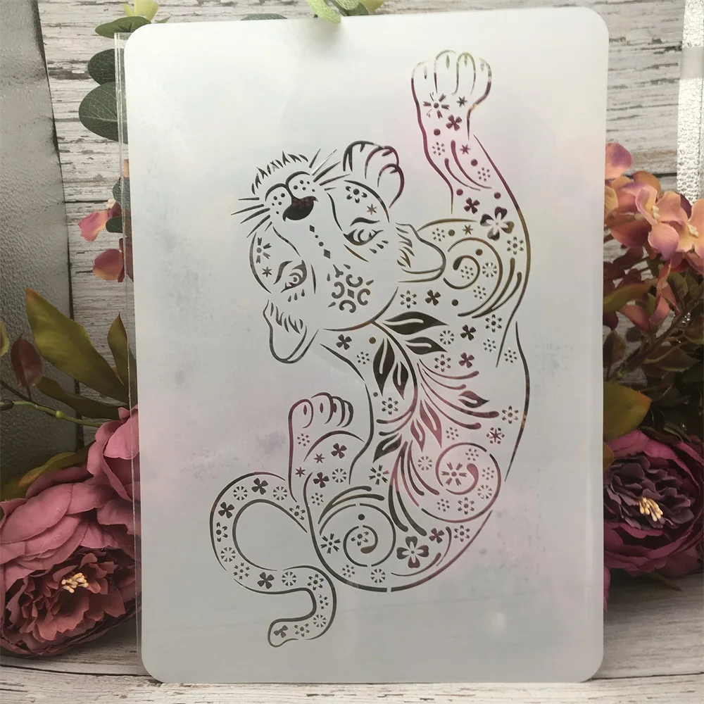 Pochoirs muraux animaux mandala A4 29x21cm, 12 pièces/lot, pour peinture, scrapbooking, coloriage, gaufrage, modèle décoratif d\'album