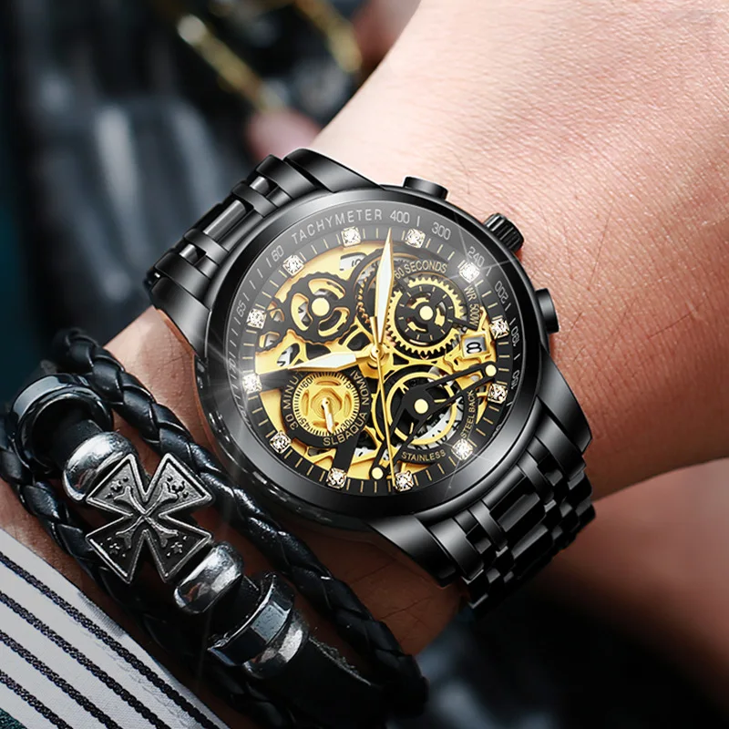 Naidun NEKTOM hollow watch men's steel belt high-grade Shi Ying luminous waterproof trend non-mechanical cross-border explosions