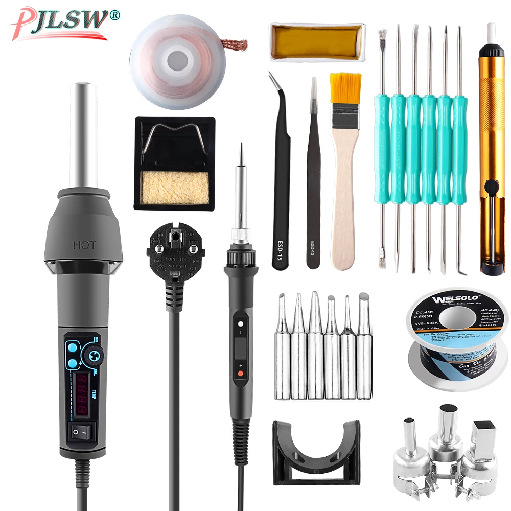 8018 650W 220V LCD Adjustable Electronic Heat Hot Air Gun Desoldering Soldering Station IC SMD BGA+Nozzle rework station