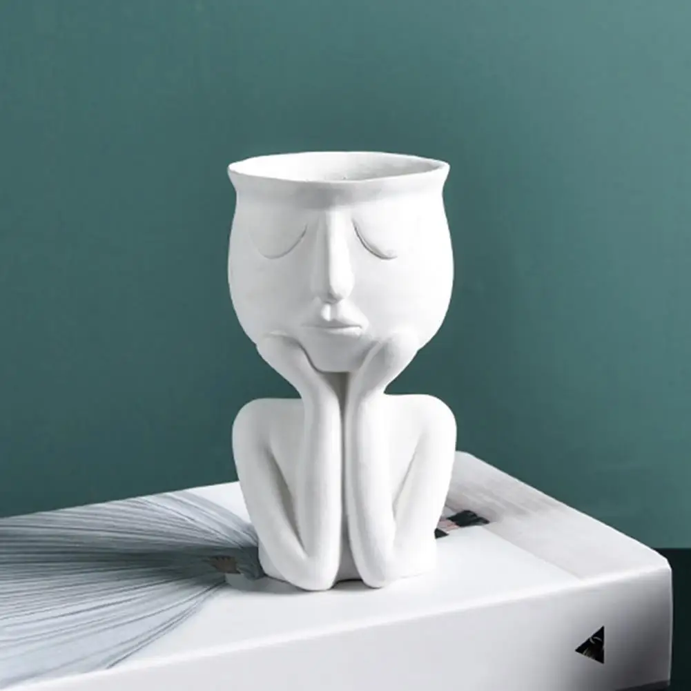 

Vase Human Think Face Ceramic Home Plants Flower Pot Vase Planter Tabletop Decoration Garden Pots & Planters