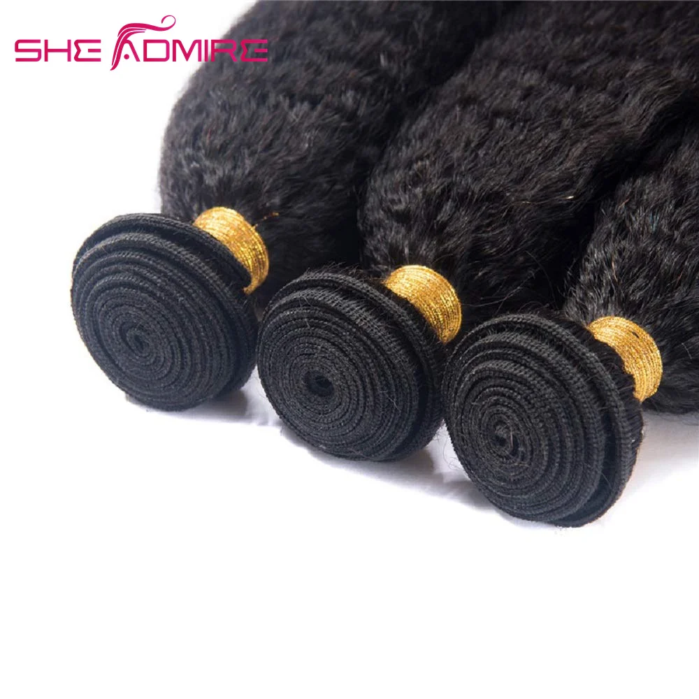 Sheademire – Extensions de cheveux naturels Remy crépus lisses, 32 34 36 38 40 pouces, 1/3/4 pièces, vente pour femmes noires, Yaki malaisien