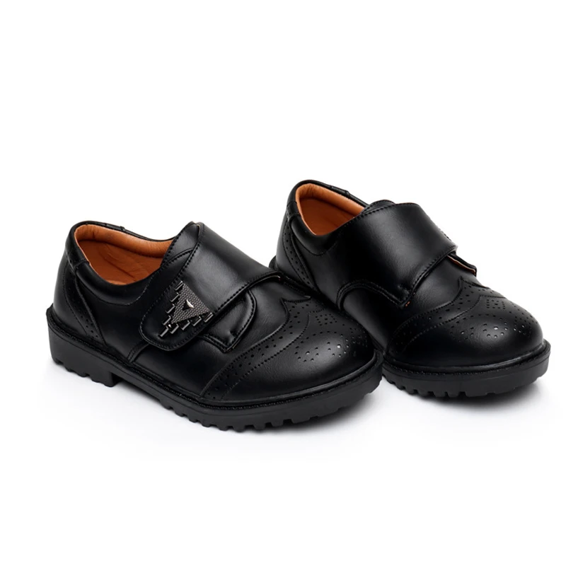 Children leather shoes kids black white school student performance shoes British casual laces soft leather shoes size 26 to 42