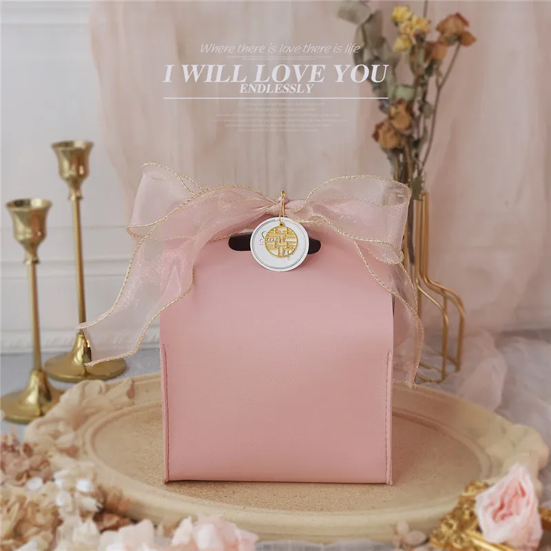 

Wedding Favors and Gift Box Best Wishes Bags with Handles Leather Packaging Gift for Baby Shower Birthday Party Decoration