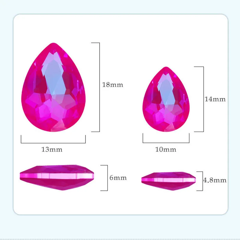 HFOUR Drop Shape Pointback Glass Crystal Ab Mocha Fluorescence Rhinestones For Jewelry Making /Crafts