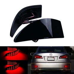 For Lexus IS 250 350 XE20 2006-2013 & IS 250 220d 05-14 Rear Bumper Reflector Red LED Tail Brake Stop Light Black Smoked Lens