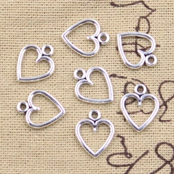 Colgantes de plata de 14x11mm con forma de corazón, joyería tibetana hecha a mano, 50 piezas