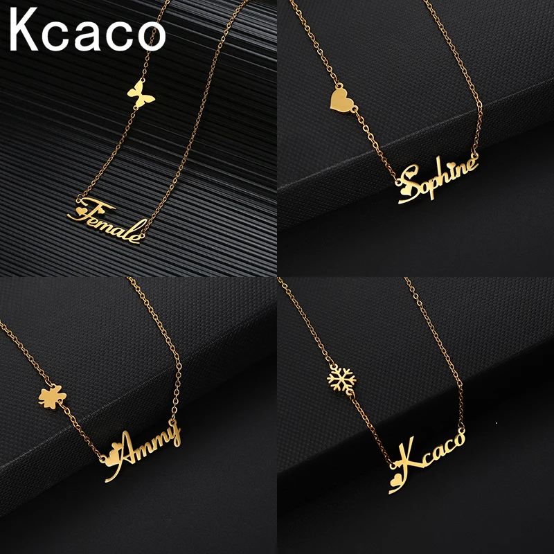 Customized Name Necklaces More Kinds Heart Butterfly Pendant Stainless Steel Personalized for Women Choker Necklace Gift