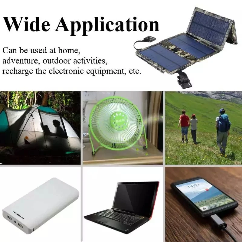 50W Portable Solar Panel 5V Folding Solar Cell Foldable Waterproof USB Port Charger Mobile Power Bank for Phone Battery Outdoor