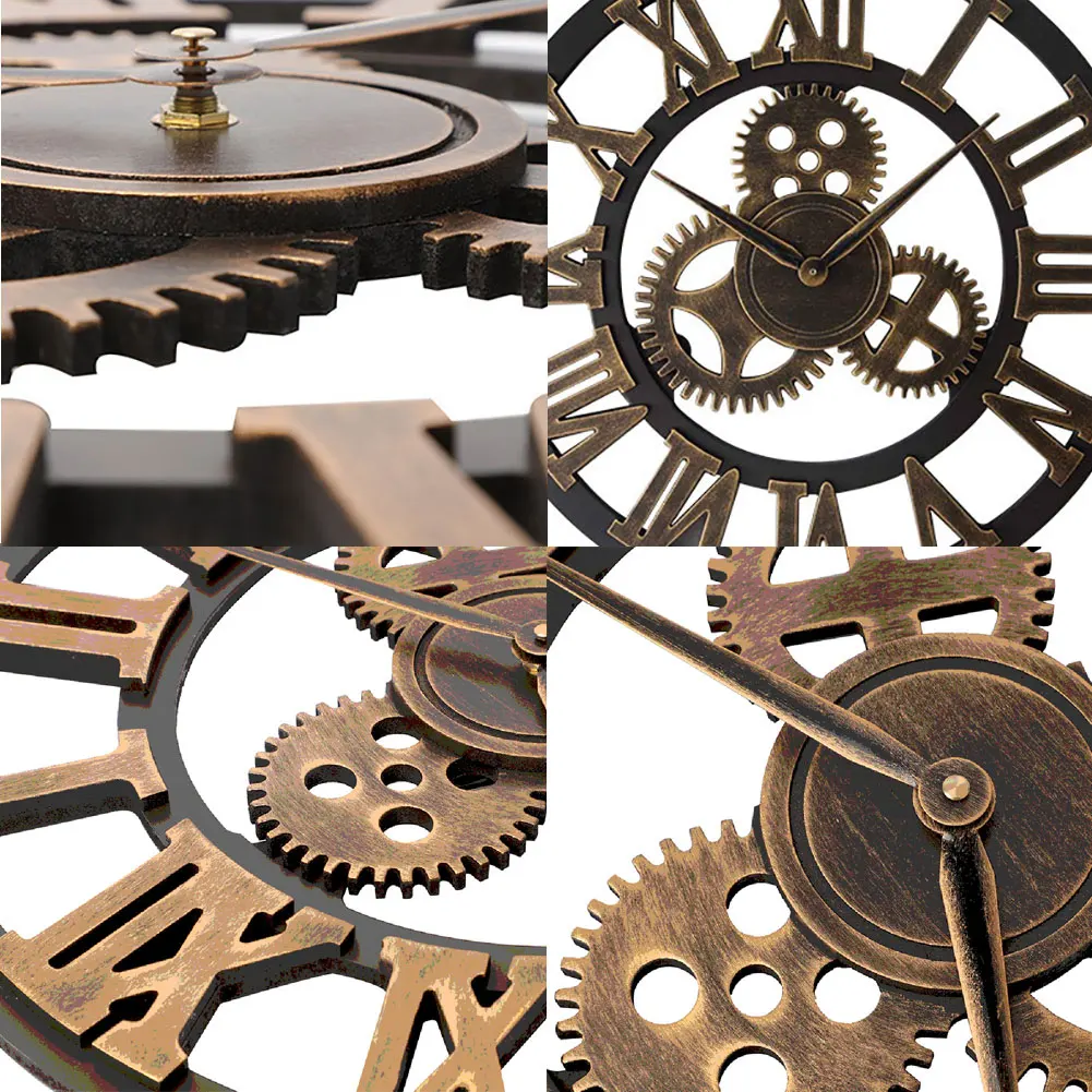 HOT SALES!!!New Arrival 40cm Gear Industrial Style Quartz Wall Clock Sticker Living Room Decoration Wholesale Dropshipping