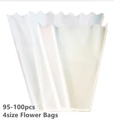 95-100pcs Fully Transparent Mini Bouquet Bags Single Rose Bag Flower Wrapping Paper Florist Supplies