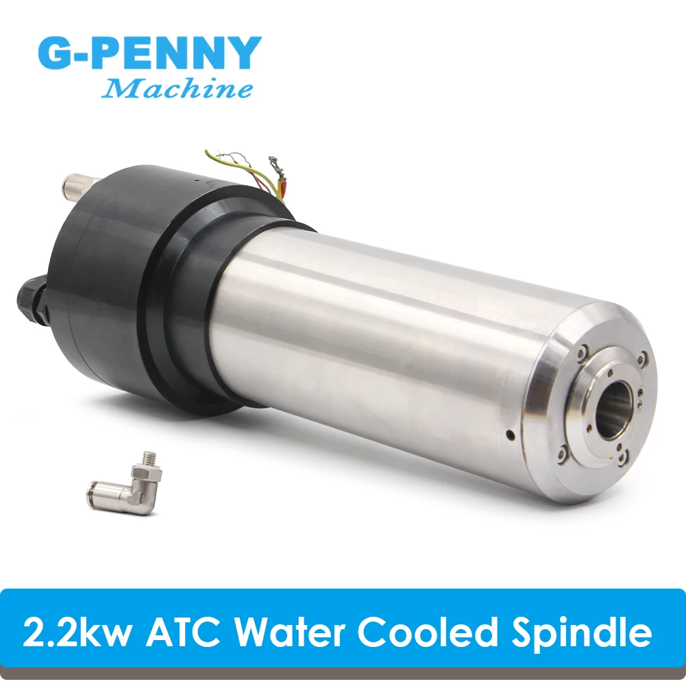 2.2kw Water Cooled Spindle ATC Spindle Motor 220v Rotating spdeed 24000rpm 4 Pole 800Hz Blind rivet IS020-15ยฐ Tool holderIS020