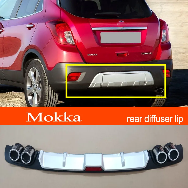 Mokka ABS Plastic Silver / Black Car Rear Bumper Rear Diffuser Spoiler Lip for OPEL Mokka