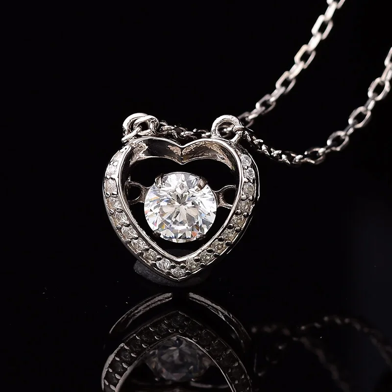 silver 925 clever necklace pendant will beating heart necklace female 925 silver moissanite necklace valentine's day