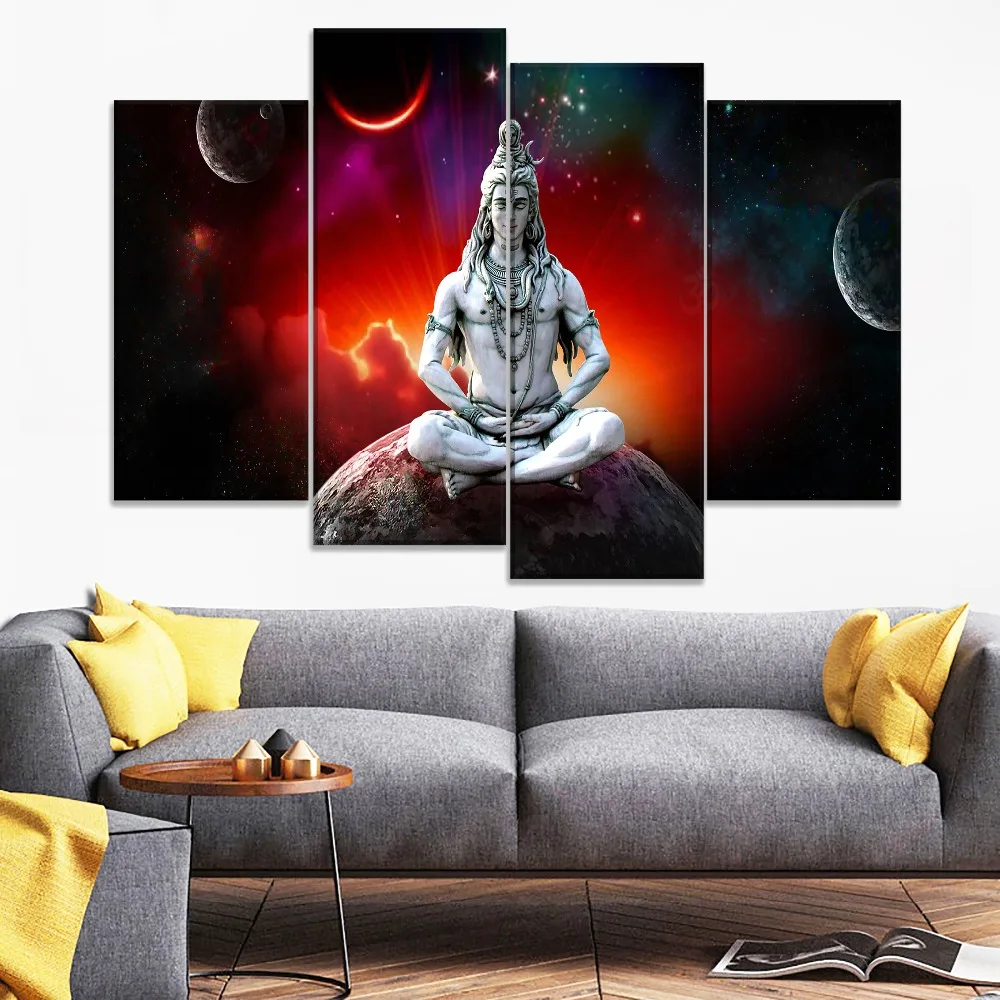 5pcs Lord Shiva Starry Sky Poster Wall Art Decor Modular Pictures Canvas HD Printed Paintings For Living Home Bedroom Decoration