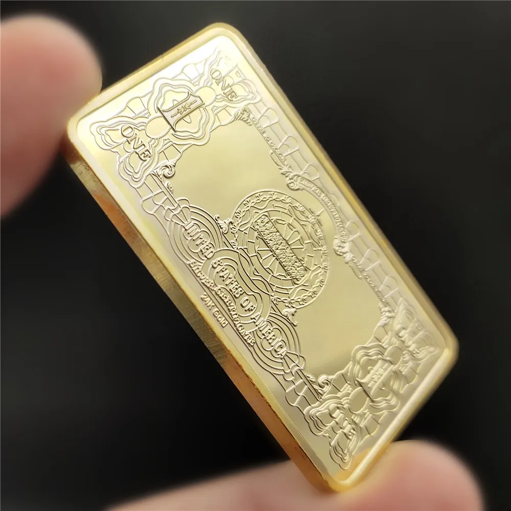 USA 1 Dollar Bullion 24k Gold Bar American Metal Coin Golden Bars USD With Capsule Souvenir Gifts