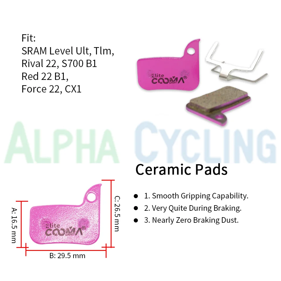 4 Pairs Ceramic Bike Disc Brake Pads for SRAM Level, Red 22 B1, Force 22, CX1, Rival 22, S700 B1 Caliper, Bicycle Pads