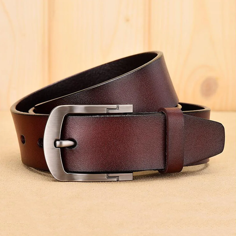 HIDUP New Brand Name High Quality Real Cowhide Belts Men Retro Style Genuine Leather Belt 3.8cm Casual Jeans Accessories NWJ827