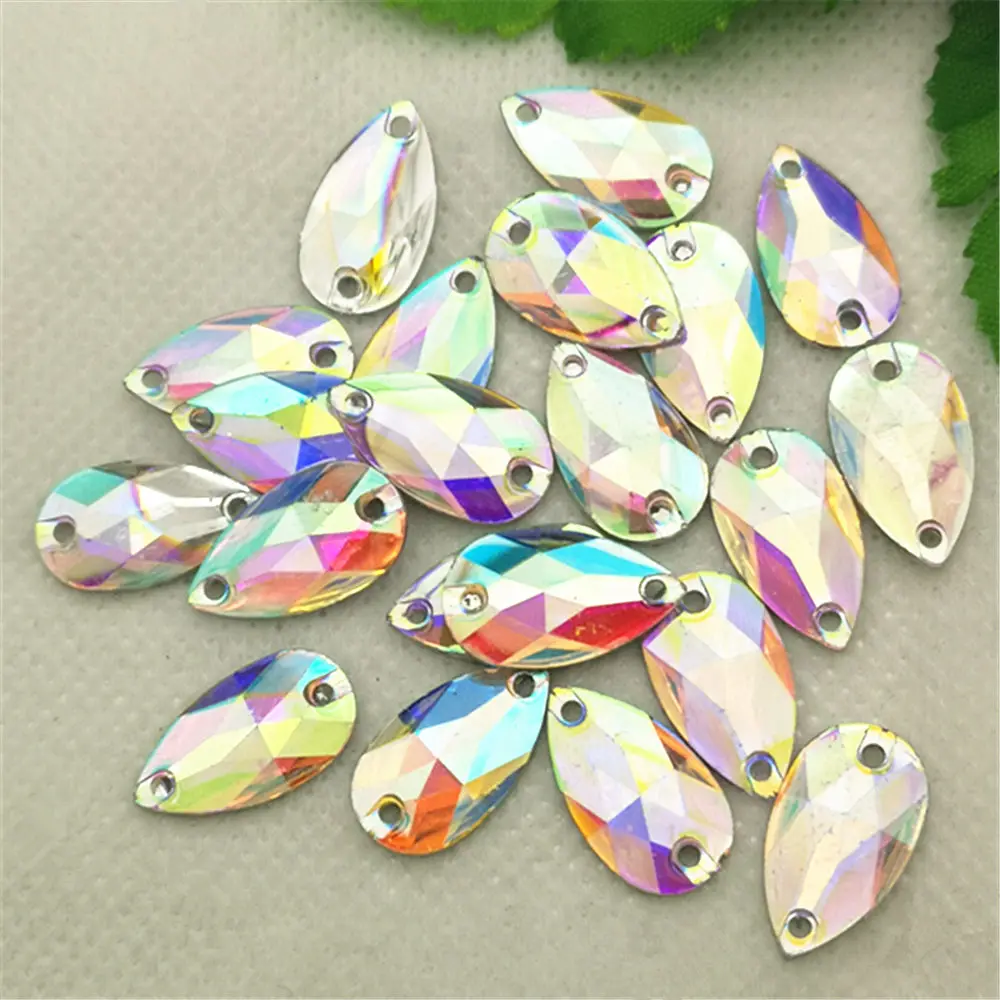 50Pcs 10mm*17.5mm Rhinestone Water Droplets Resin /Craft/Clothes Decoration Bags DIY